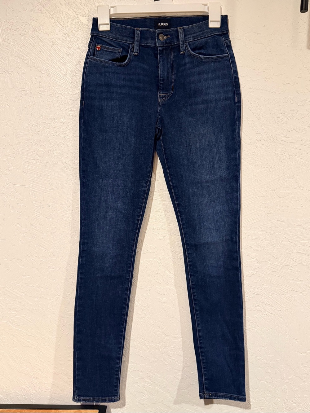 Hudson Jeans Mid-Rise BLAIR Skinny Jeans in Dark Blue